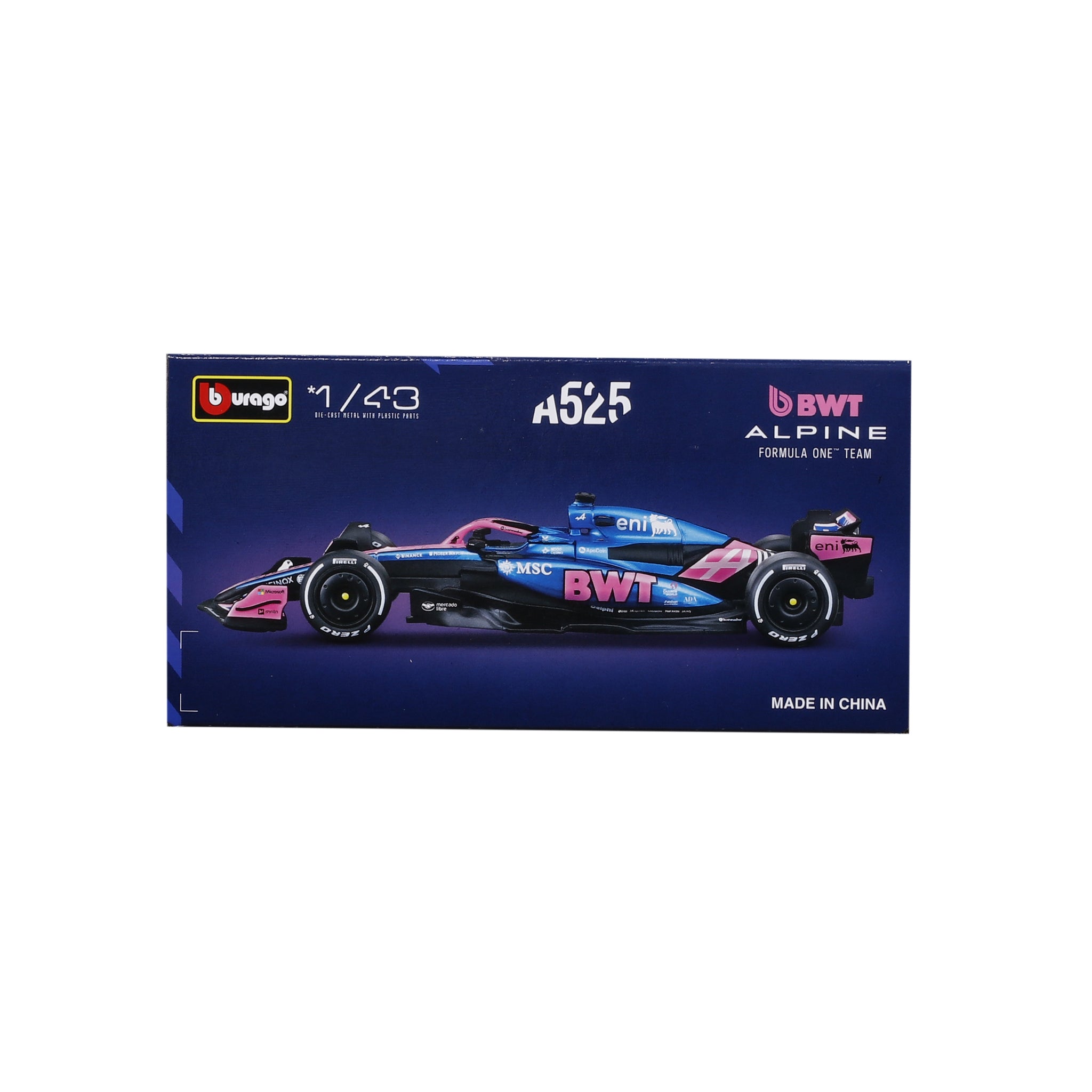 Bburago 1/43 Scale Diecast 2025 BWT Alpine F1 Team A525 - #10 Pierre Gasly Model Race Car