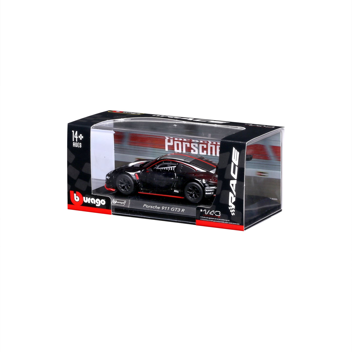 Bburago 1/43 Scale Porsche 911 GT3 R Black Launch Edition Diecast Model Car