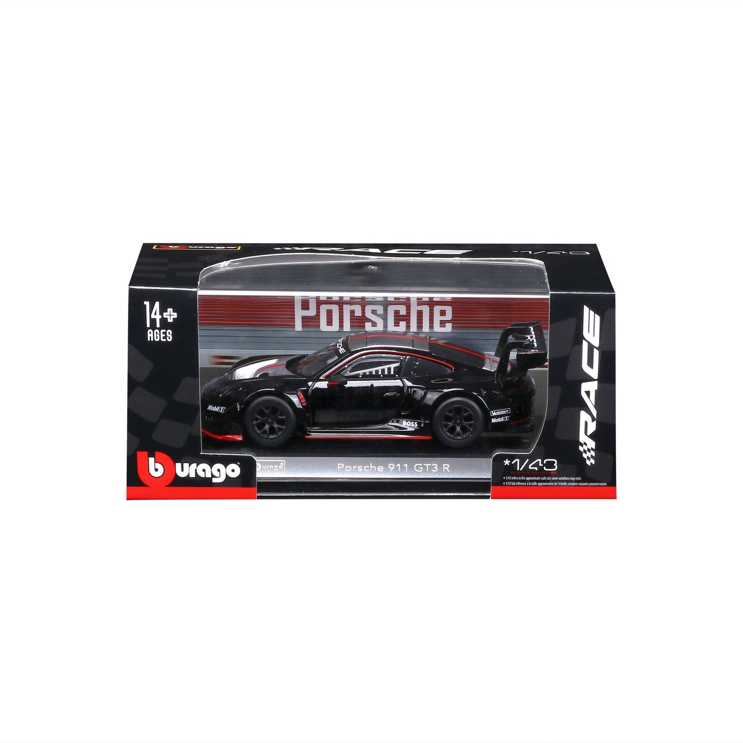Bburago 1/43 Scale Porsche 911 GT3 R Black Launch Edition Diecast Model Car
