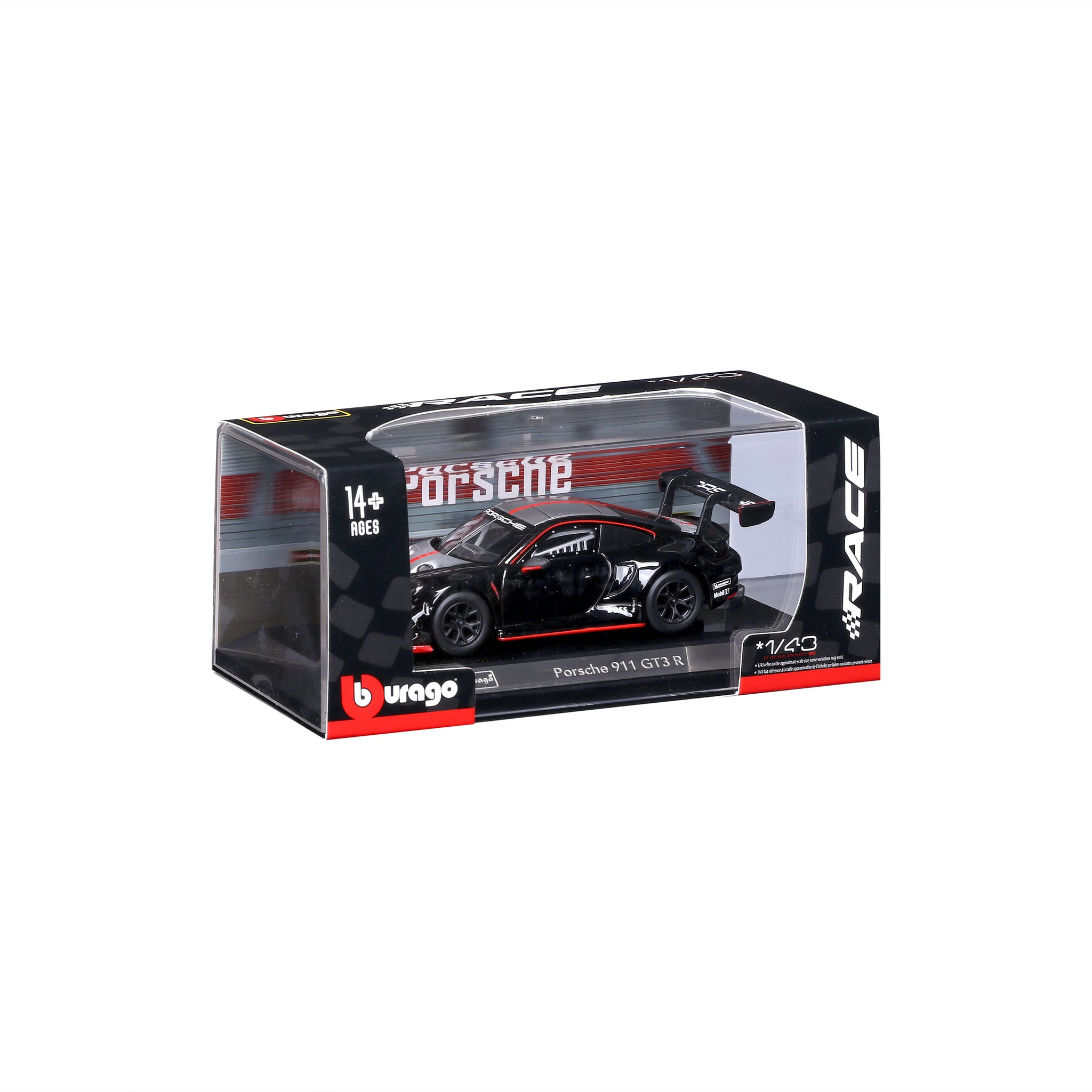 Bburago 1/43 Scale Porsche 911 GT3 R Black Launch Edition Diecast Model Car