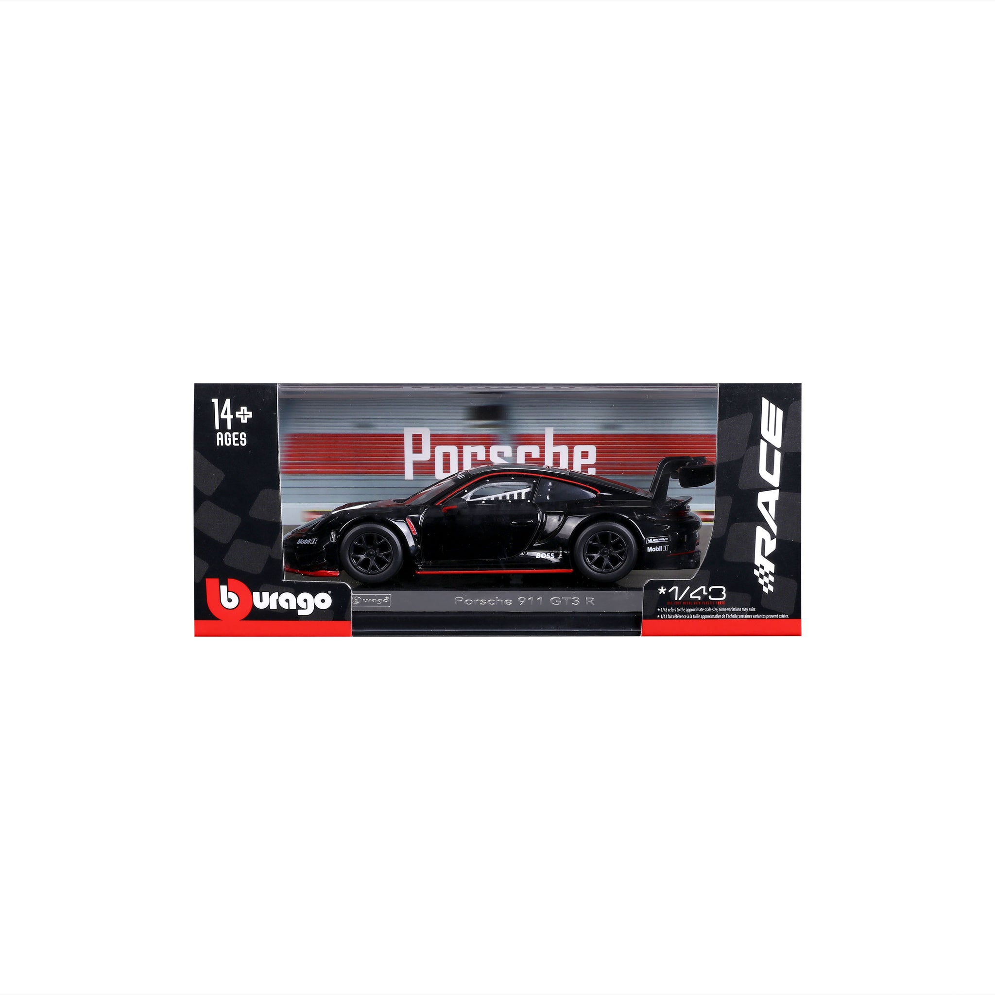 Bburago 1/43 Scale Porsche 911 GT3 R Black Launch Edition Diecast Model Car