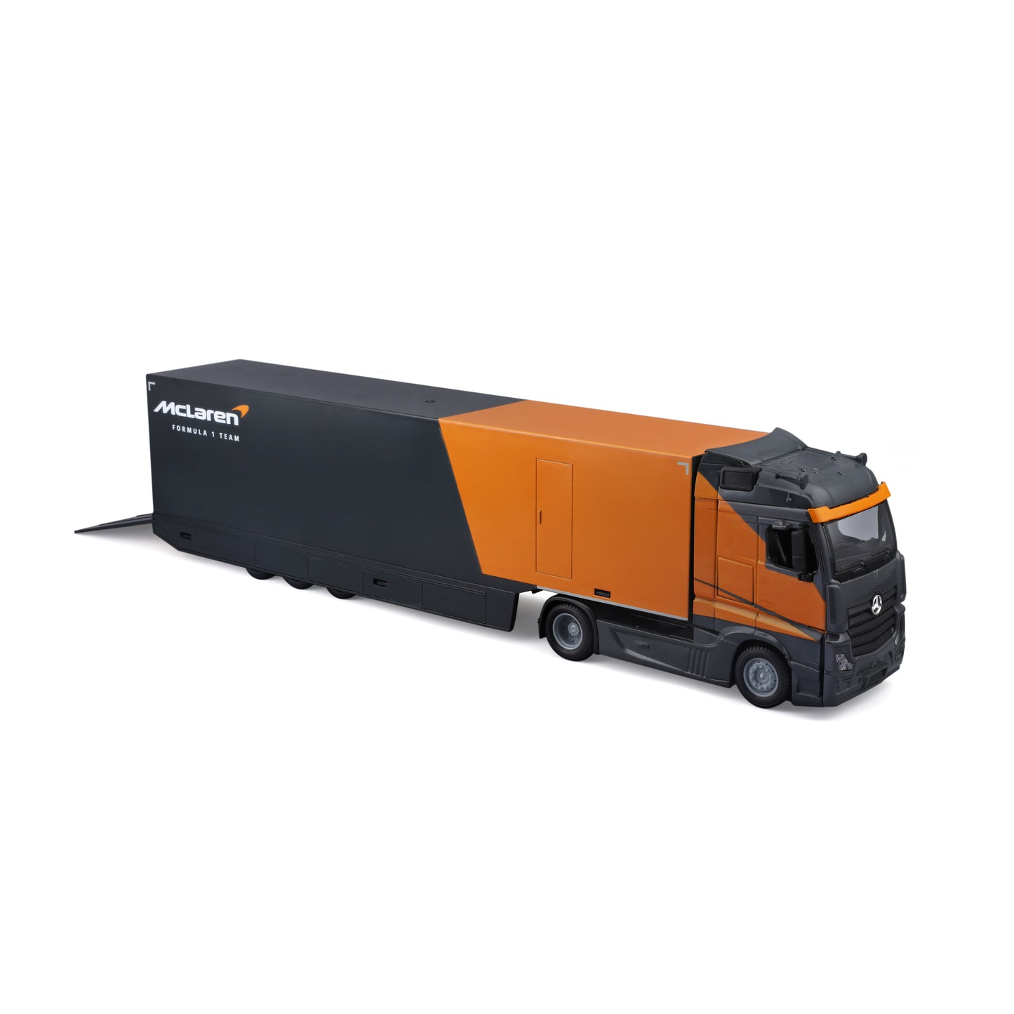 Bburago 1:43 Scale Mercedes-Benz Actros 2 Transporter and McLaren MCL38 F1 2024 Lando Norris #4 Diecast Hauler Set