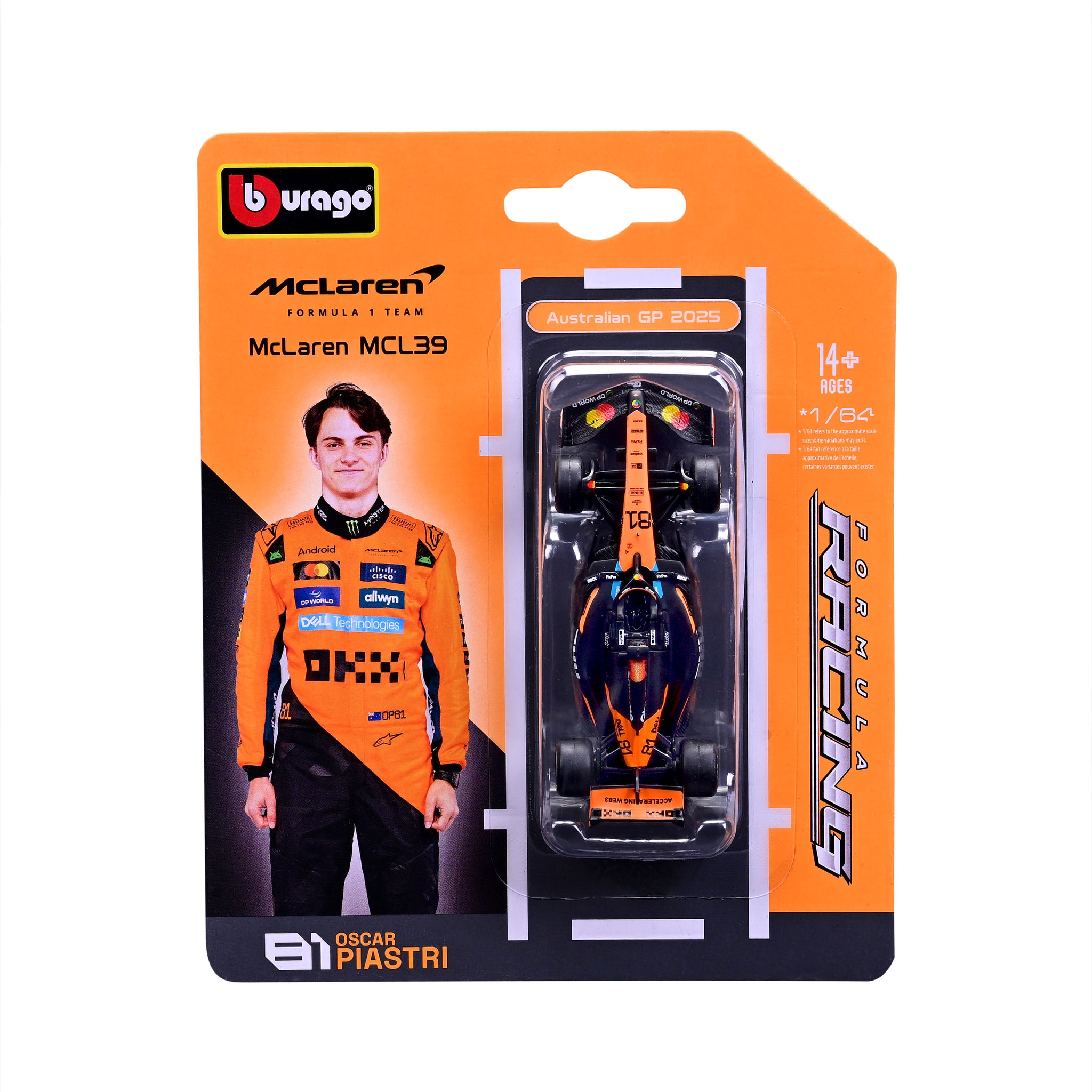 Bburago 1:64 Scale McLaren MCL39 F1 2025 Oscar Piastri #81 Diecast Model Racing Car