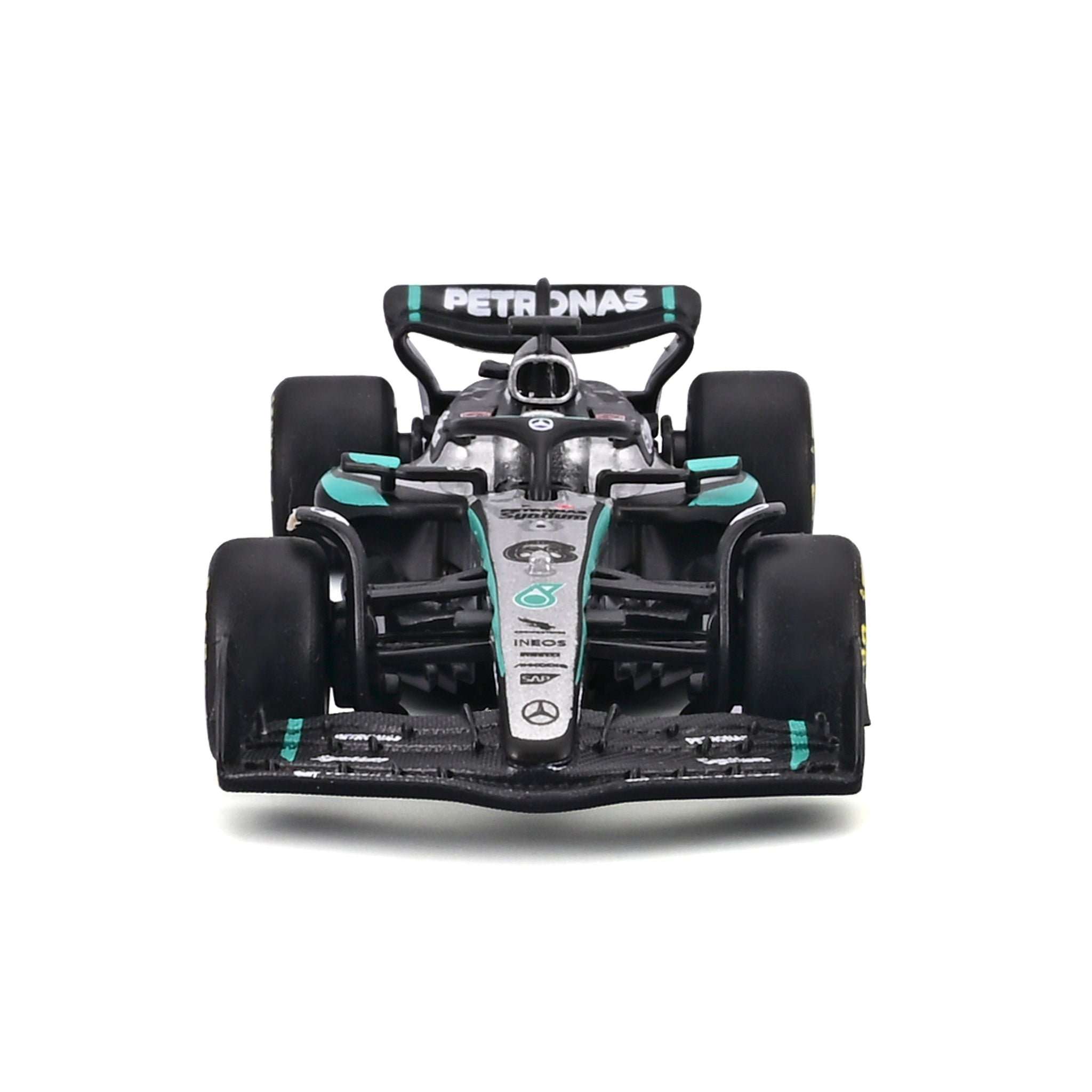 Bburago 1/64 Scale Diecast 2025 Mercedes-AMG Petronas F1 W16 - #63 George Russell Race Car