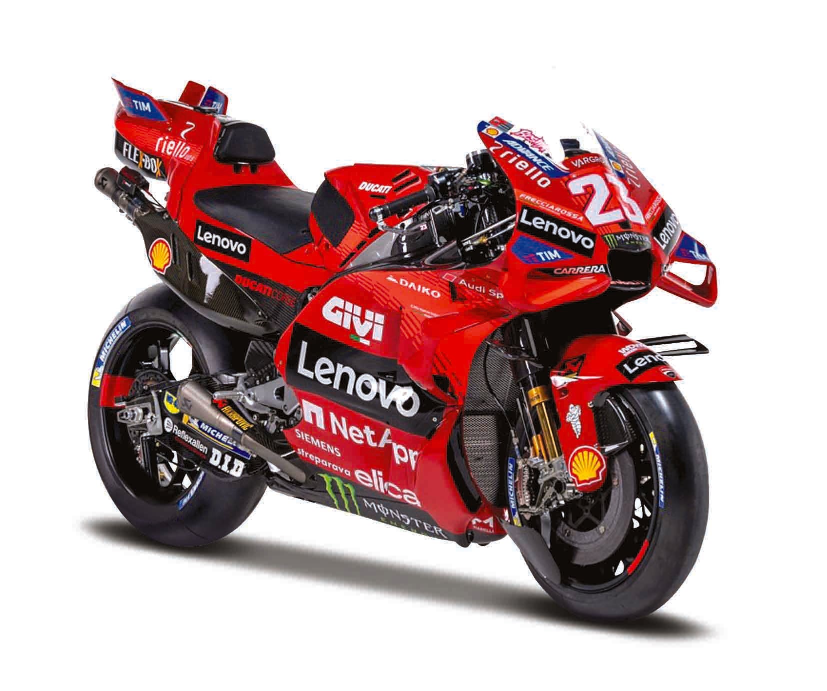 Maisto 1:6 Scale Ducati Desmosedici GP24 MotoGP Diecast Model Motorcycle, Lenovo Team Racing Replica