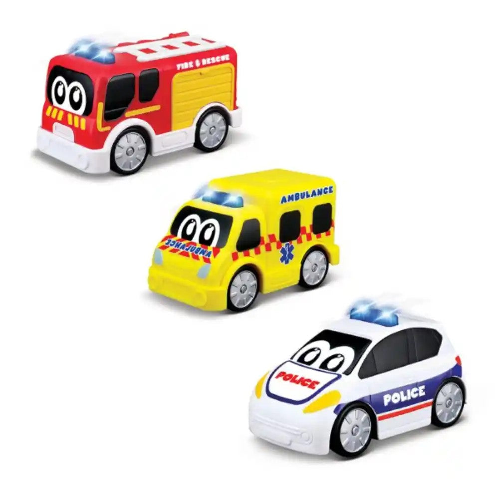 BB Junior Police car, Fire Truck, Ambulance (Free Wheeling) Toy Vehicle