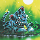 Hinkler Art Maker Light-up Crystal Canvas Tiger Cub and Flowers Craft Activity Kit