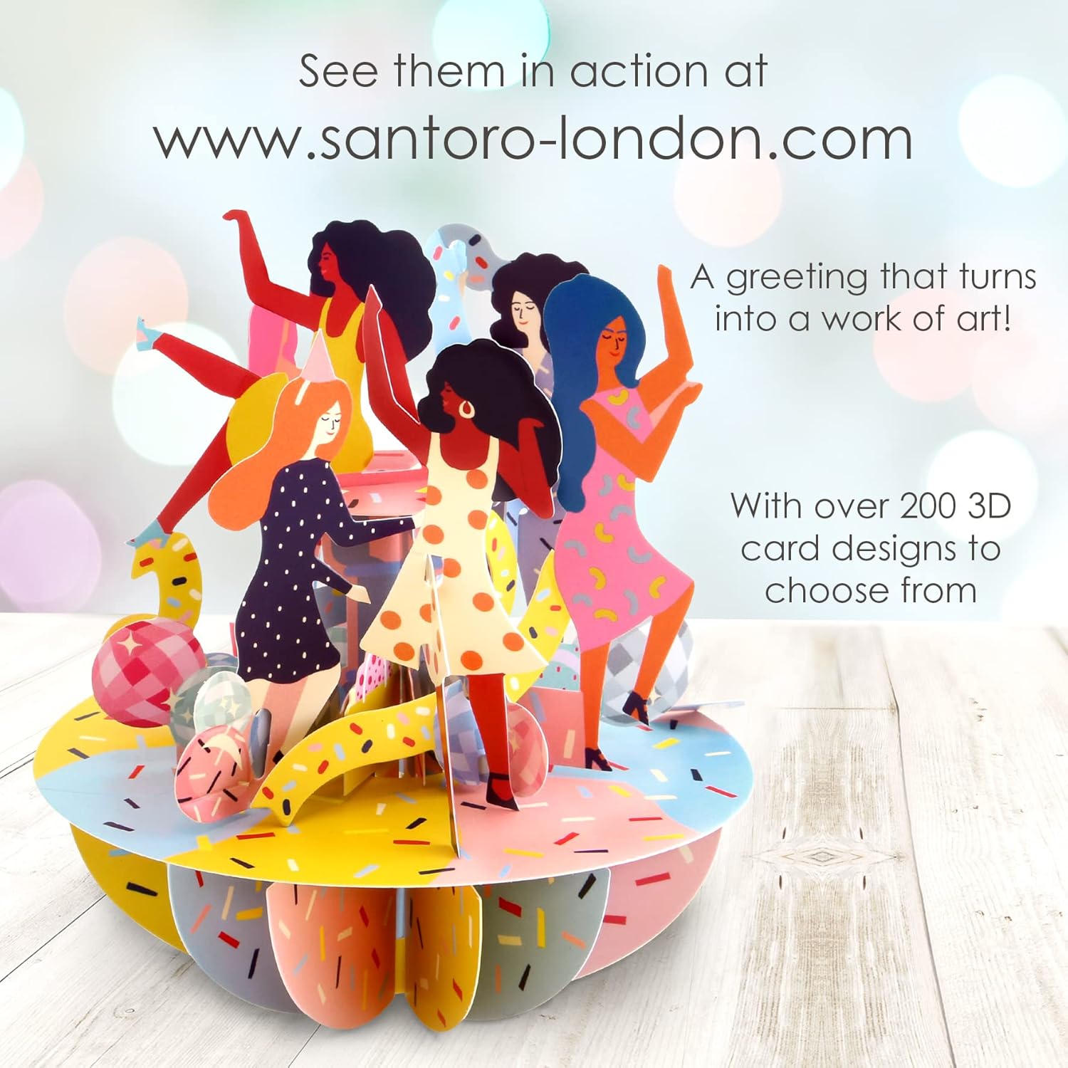 Santoro Pirouette, 3D Pop Up Greeting Card - Girls Just Wanna Have Fun - For Her, For Girls, For Mum, Birthday, Celebration