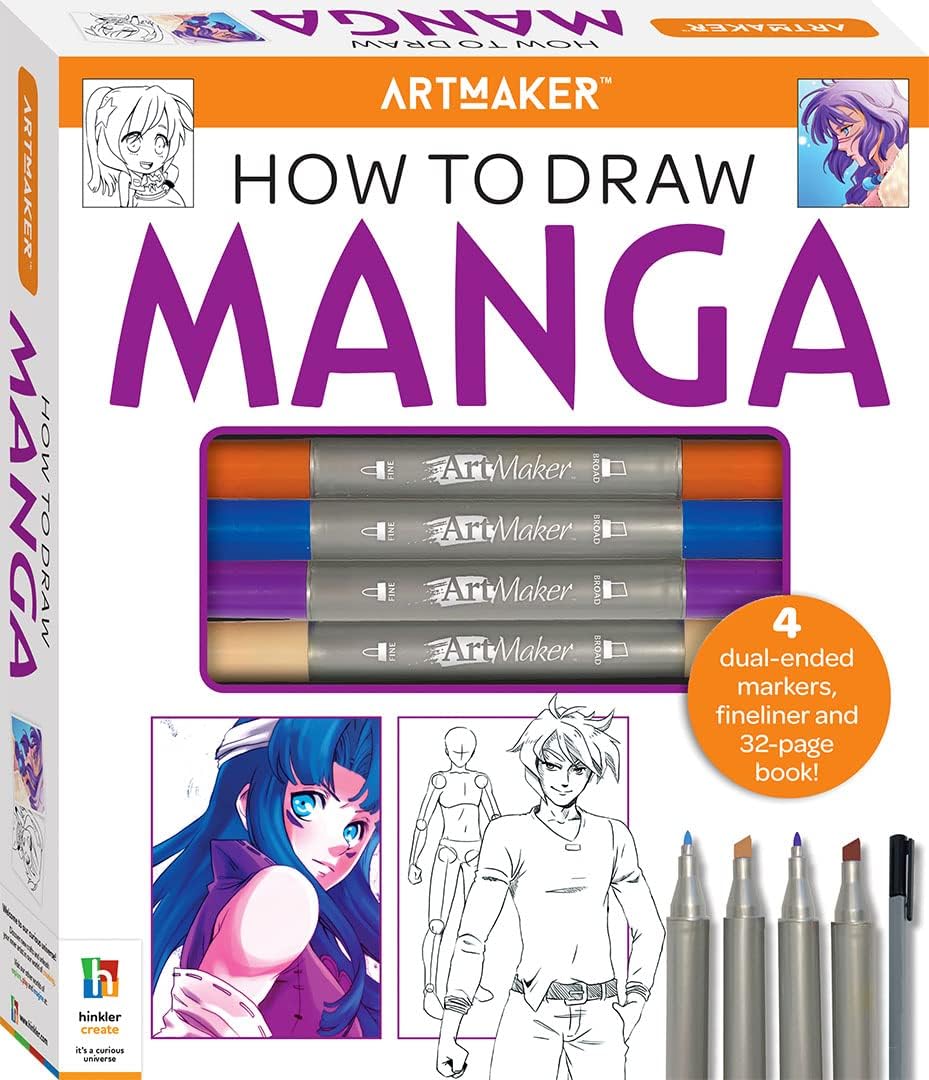Hinkler Art Maker Essentials : How To Draw Manga Kit (White)