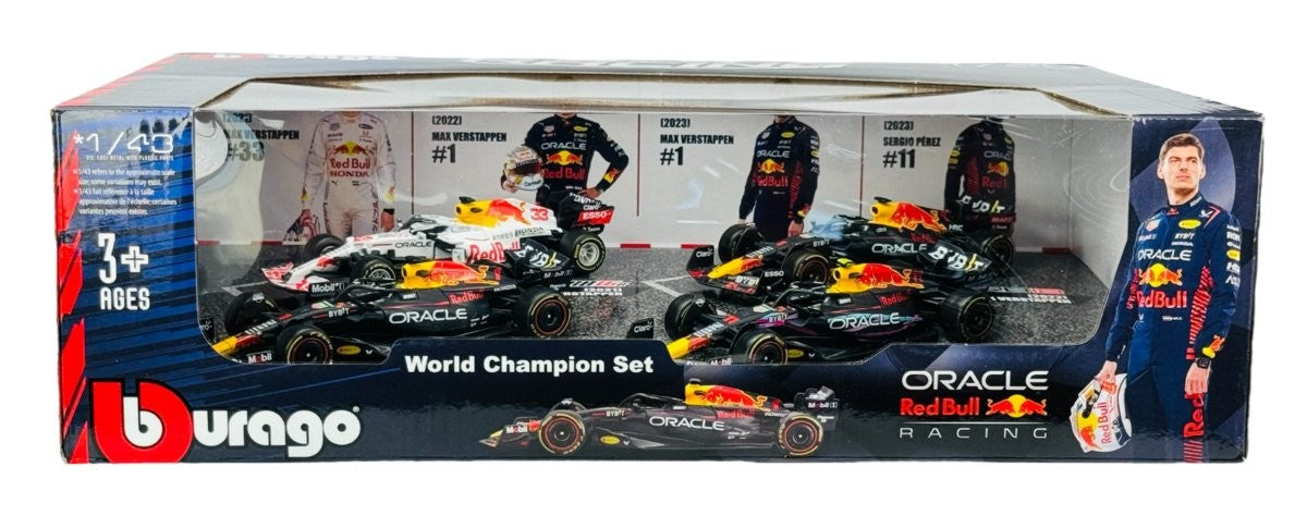 Bburago 1: 43 Red Bull Racing â€“ 4 pack (without helmet and stand) Die-Cast Model Car
