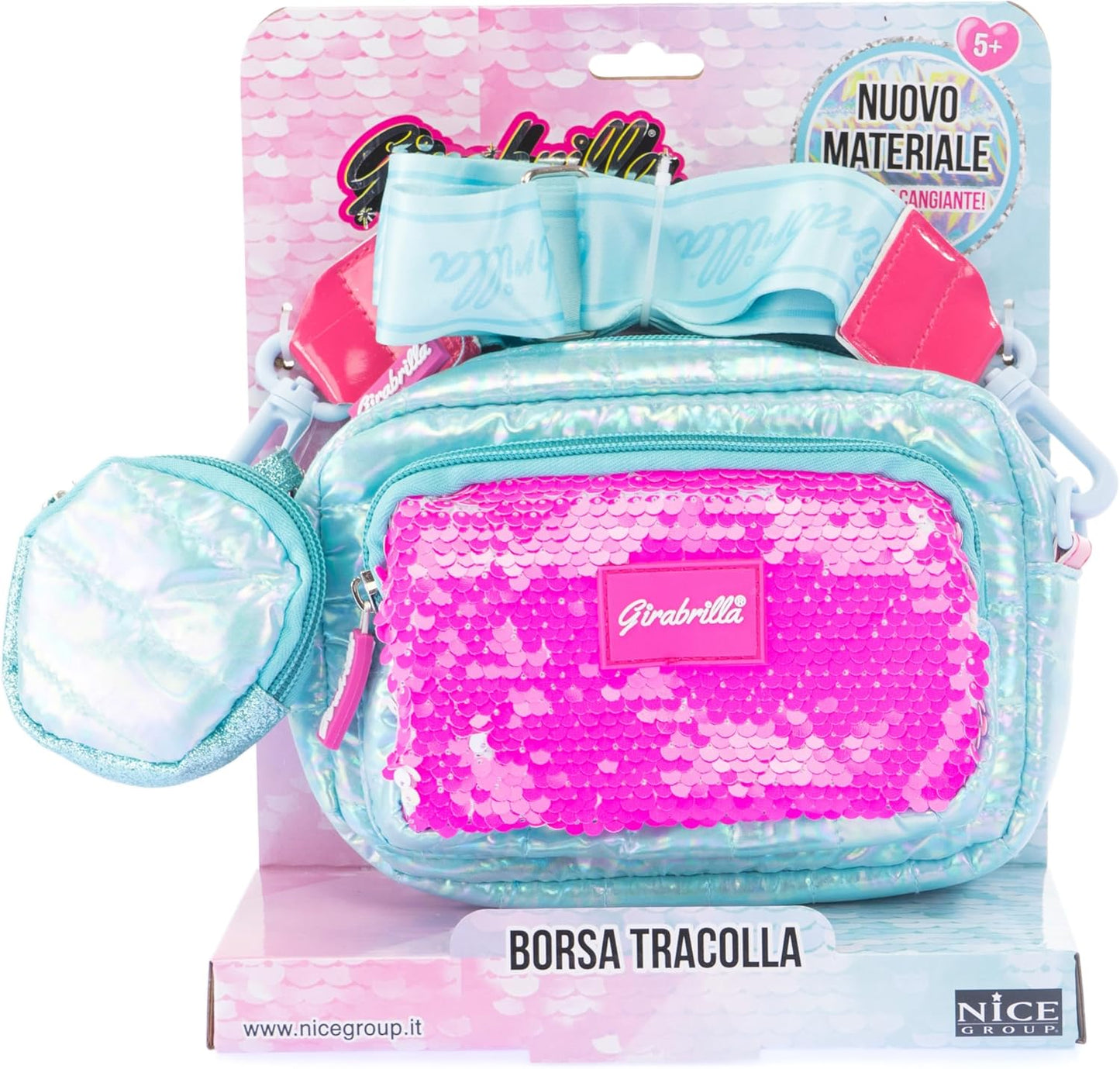 Girabrilla Puffer Pochette - Borsa Tracolla (Blue & Pink)