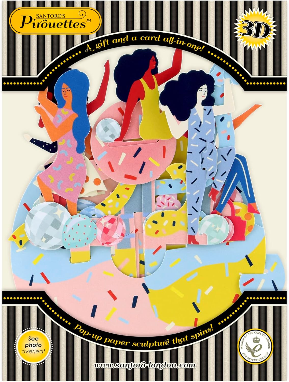 Santoro Pirouette, 3D Pop Up Greeting Card - Girls Just Wanna Have Fun - For Her, For Girls, For Mum, Birthday, Celebration