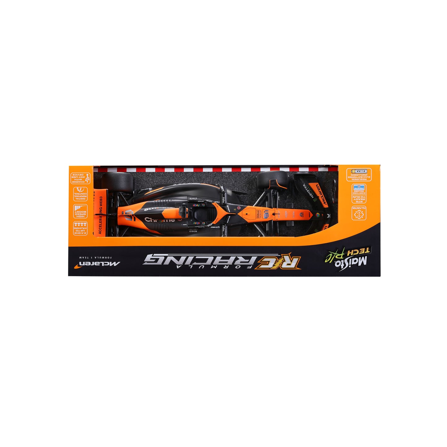 Maisto 1:10 Scale Remote Control McLaren MCL38 F1 Formula Racing Car, 2.4GHz RC Toy Replica (Item No. 82777)