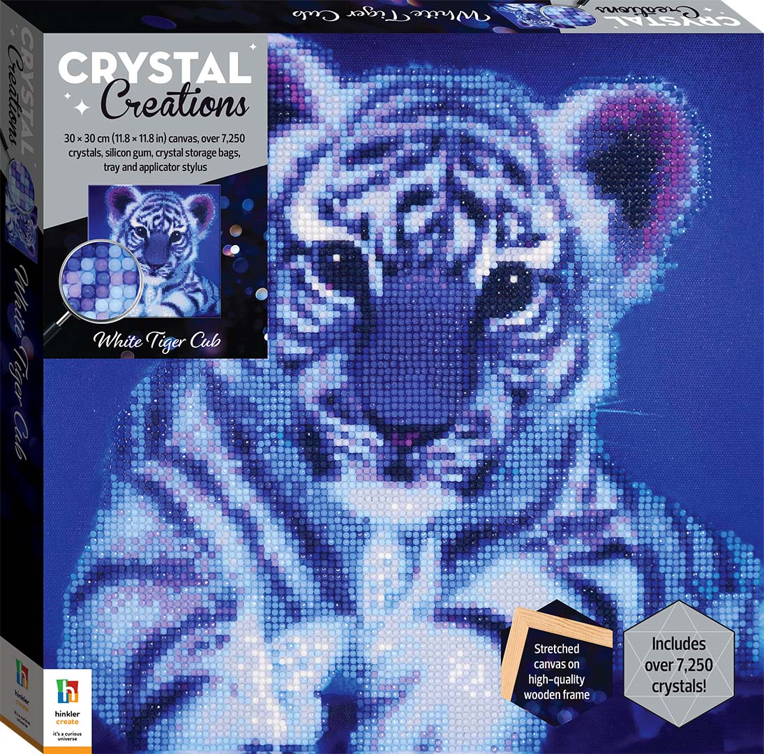 Hinkler Crystal Creations Canvas: White Tiger Cub Art/Craft Painting