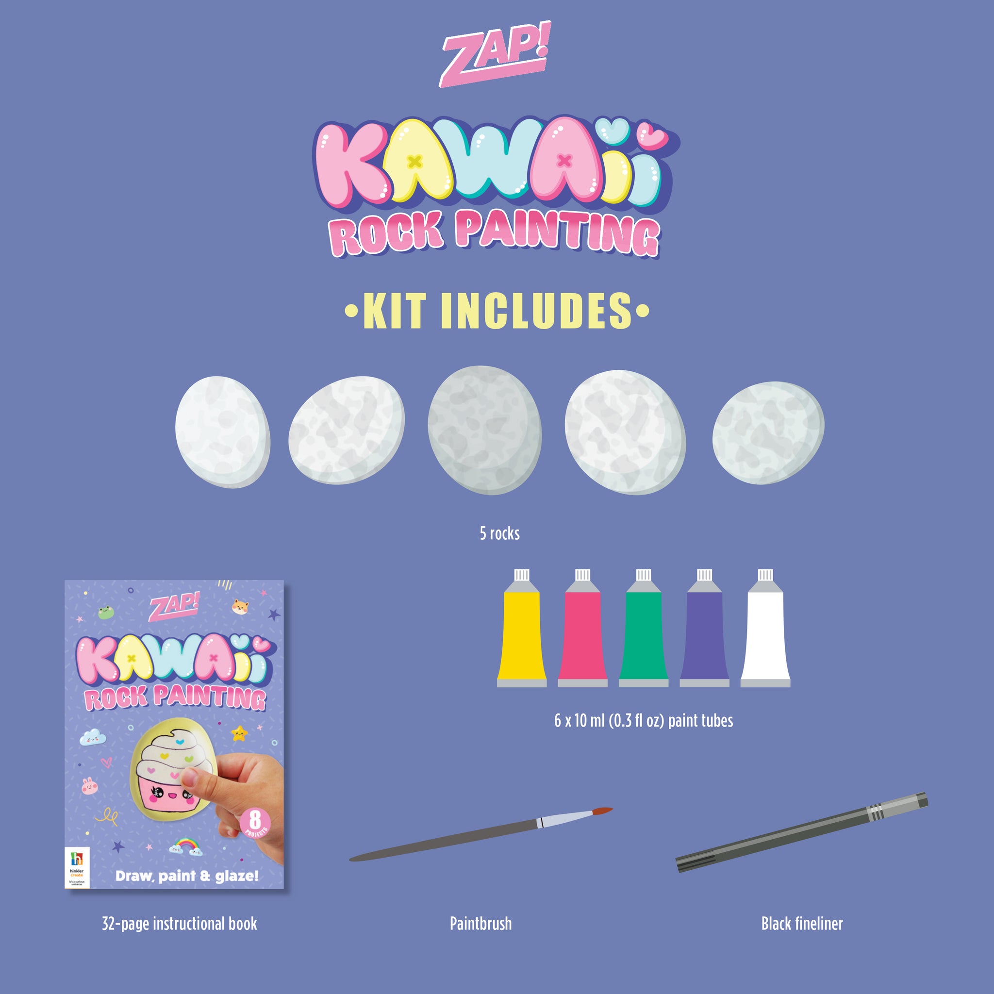 Hinkler Zap! Kawaii Rock Painting Kit