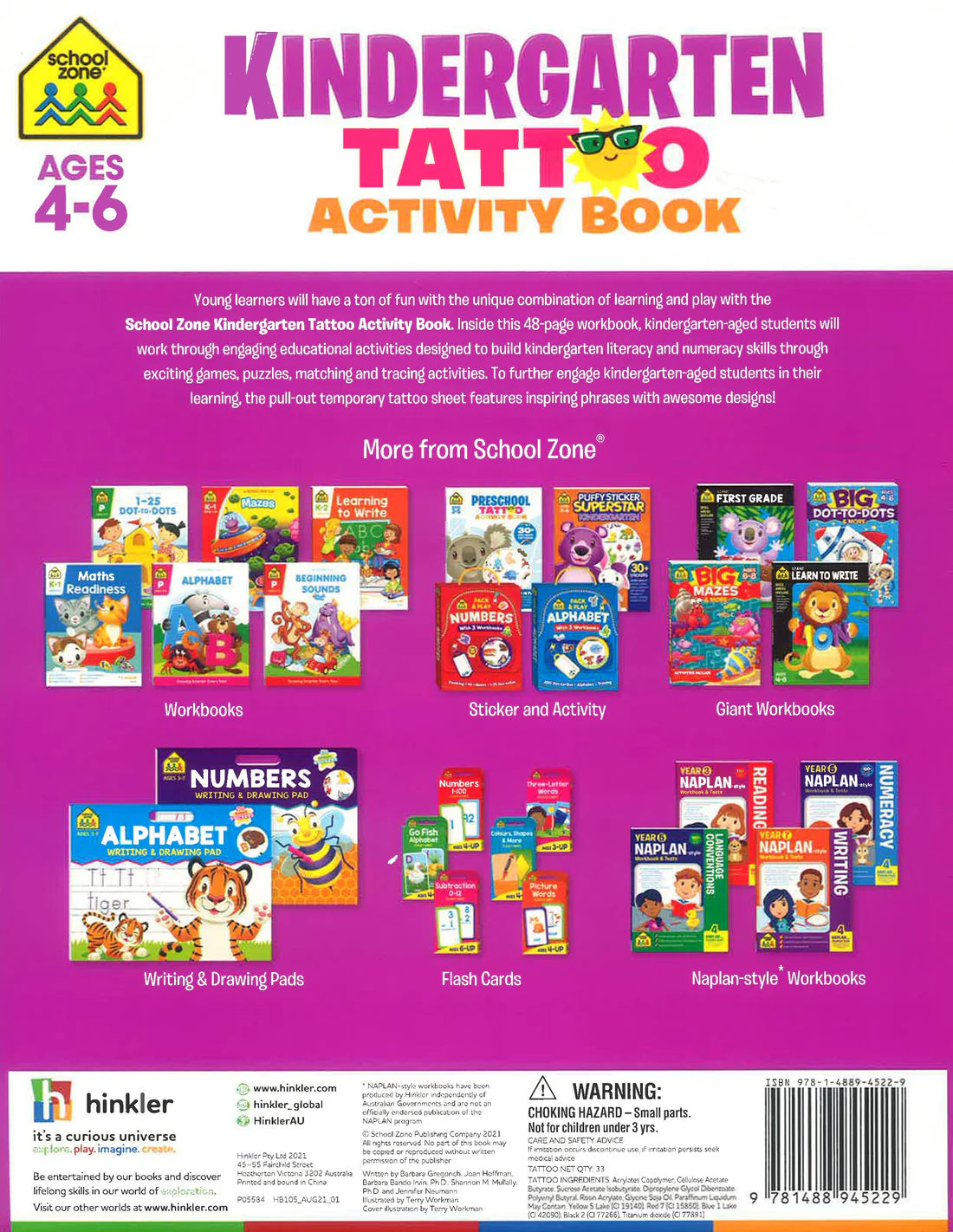 Hinkler Kindergarten Tattoo Activity Book