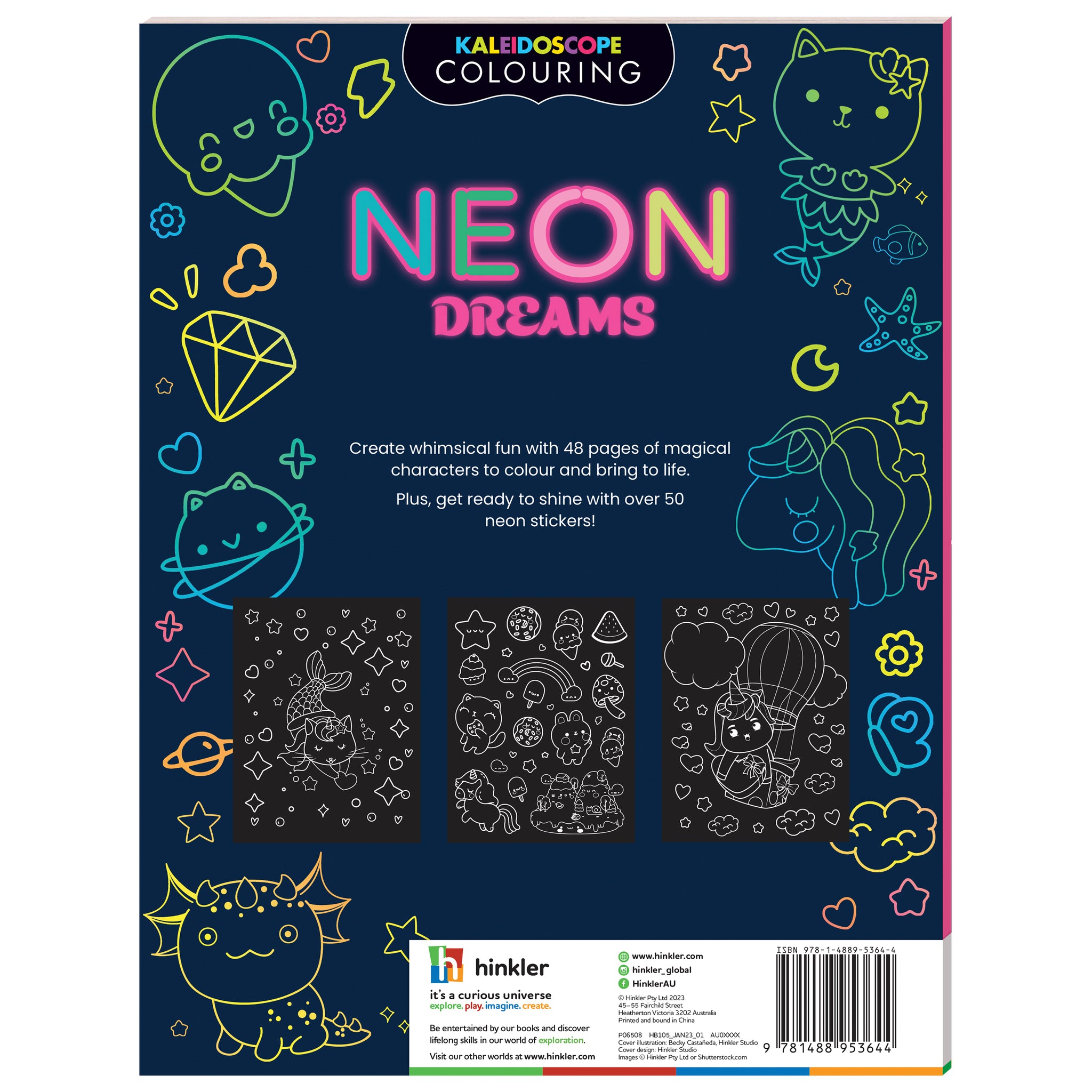 Hinkler Kaleidoscope Sticker Colouring Neon Dreams