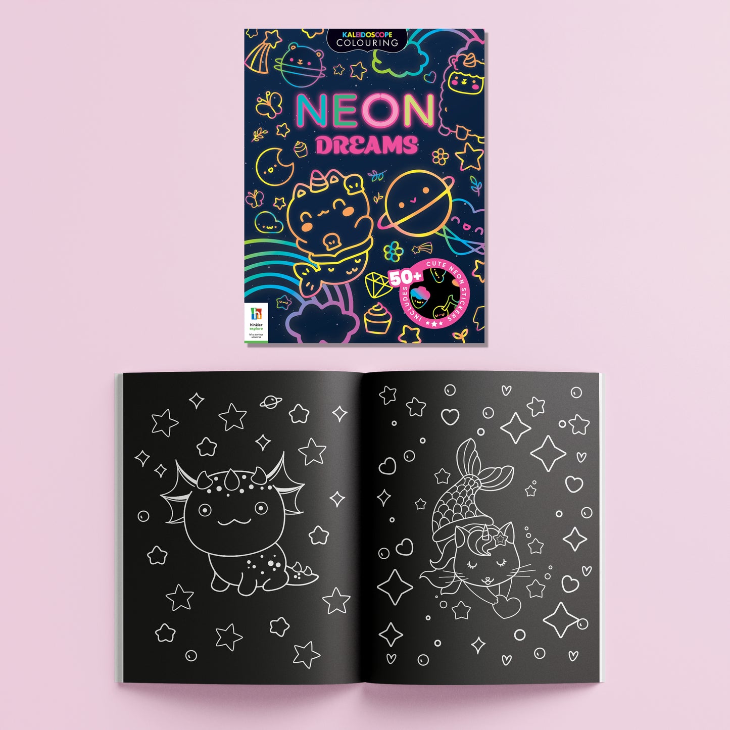 Hinkler Kaleidoscope Sticker Colouring Neon Dreams