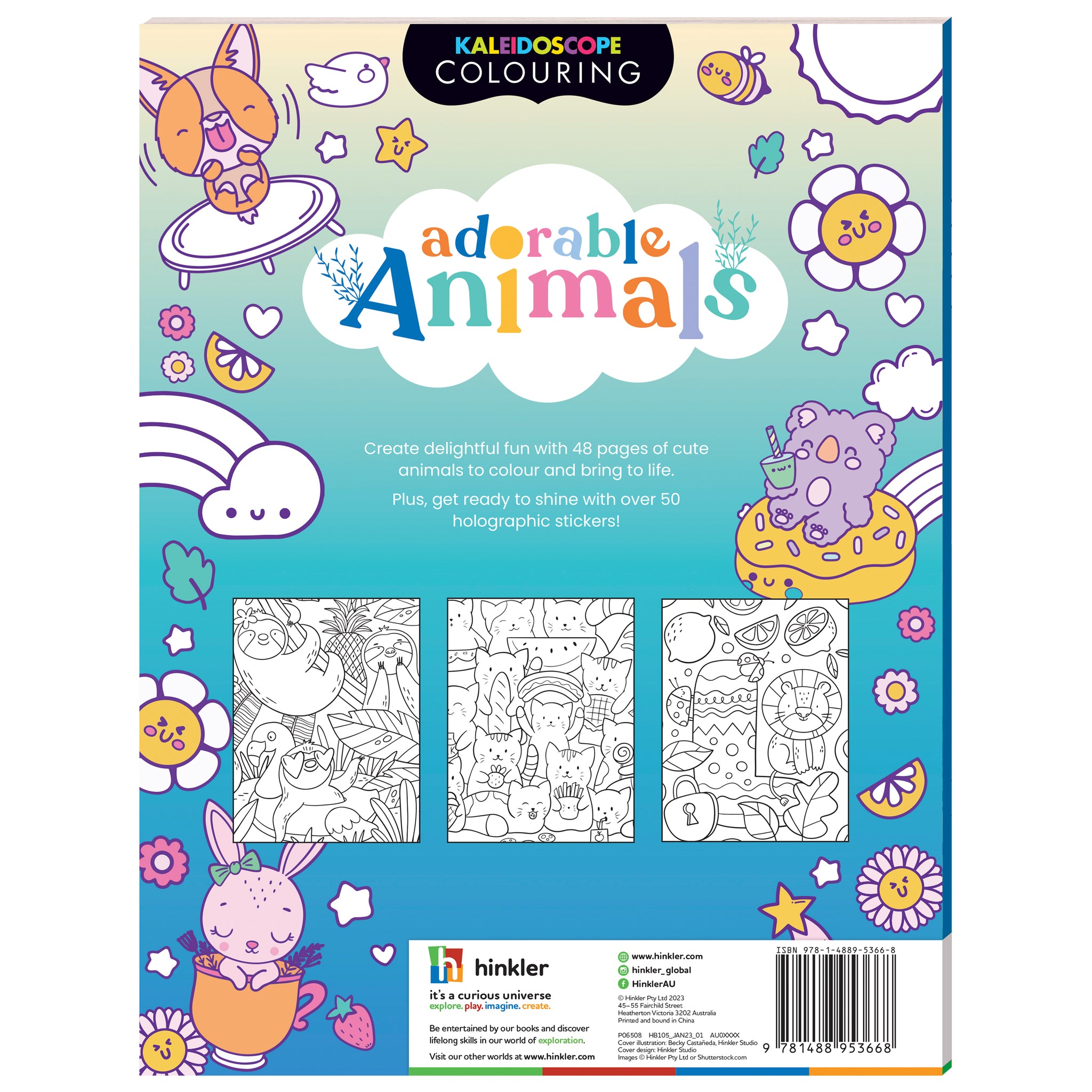 Hinkler Kaleidoscope Sticker Colouring Adorable Animals
