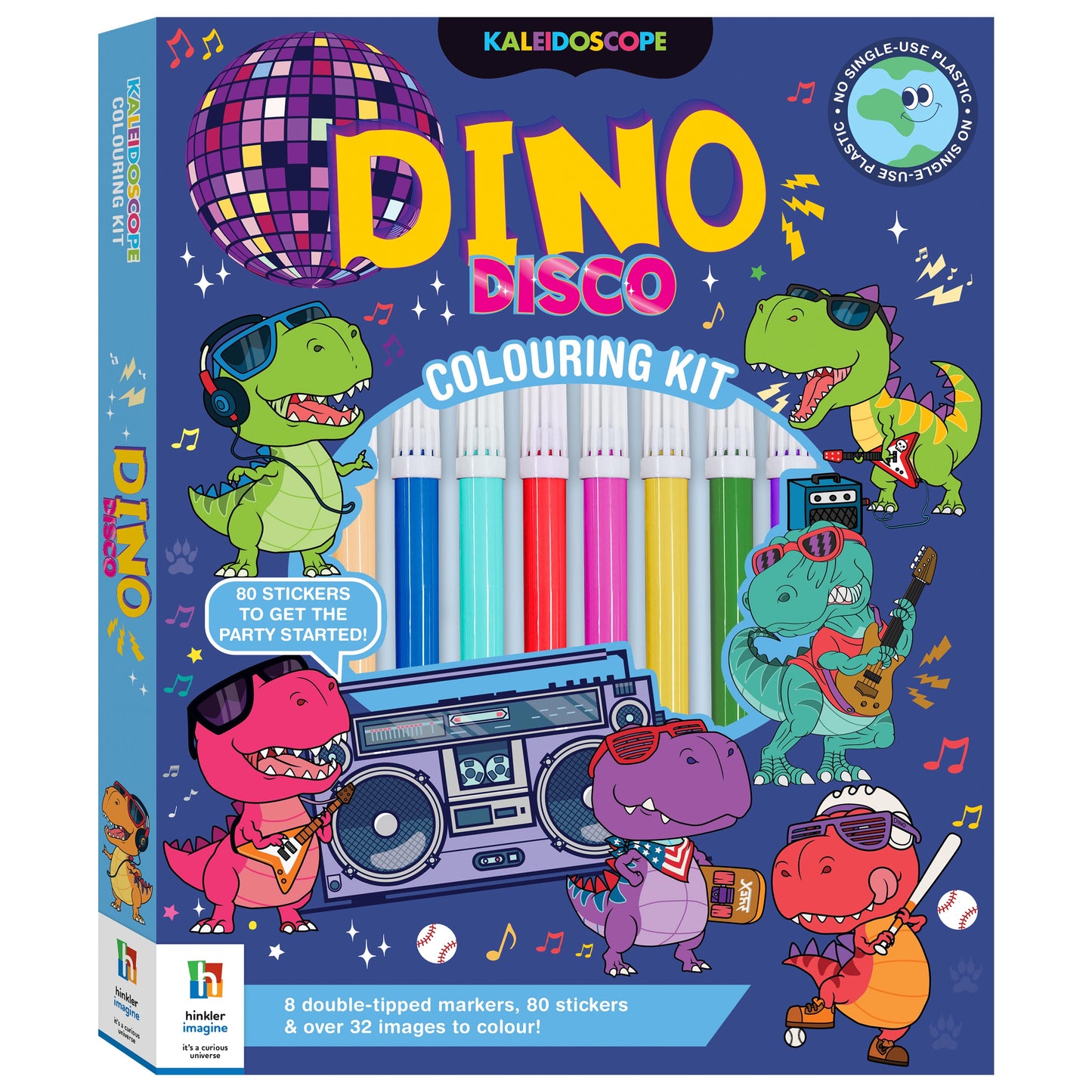 Hinkler Kaleidoscope Dino Disco Colouring Kit