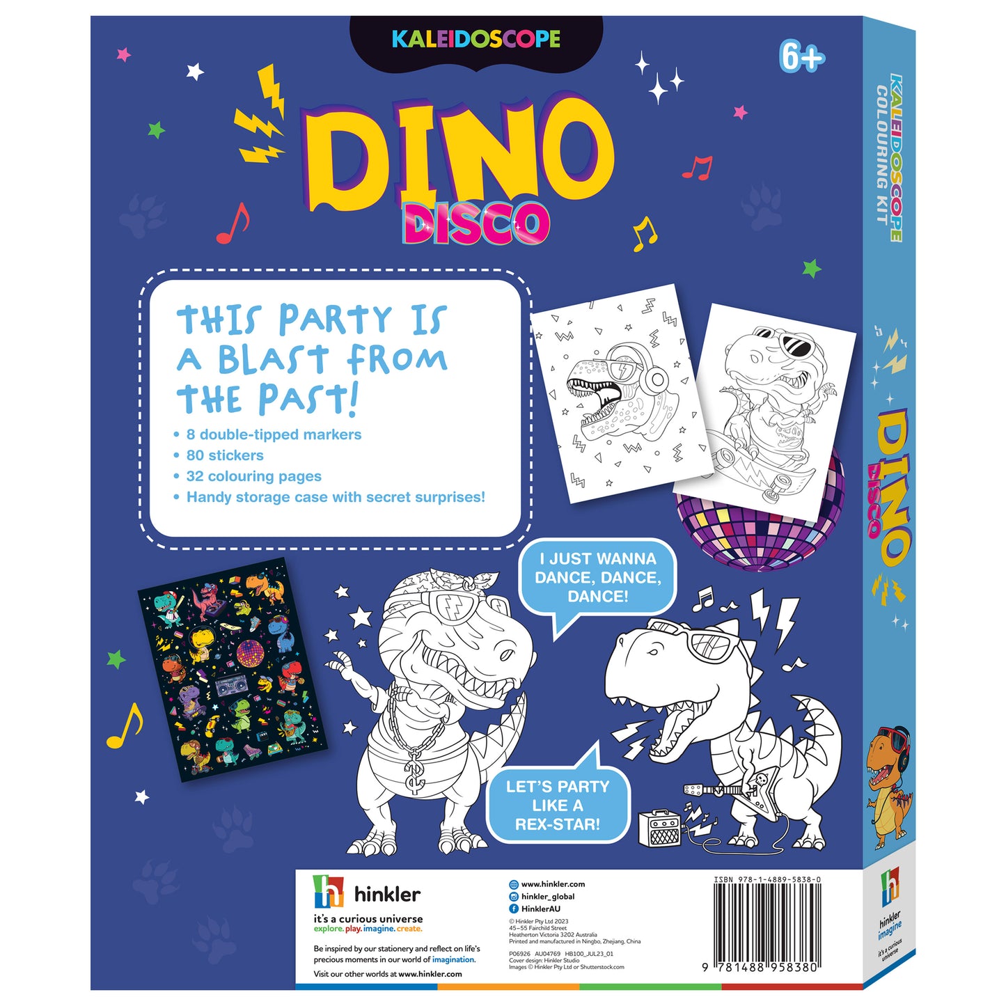 Hinkler Kaleidoscope Dino Disco Colouring Kit