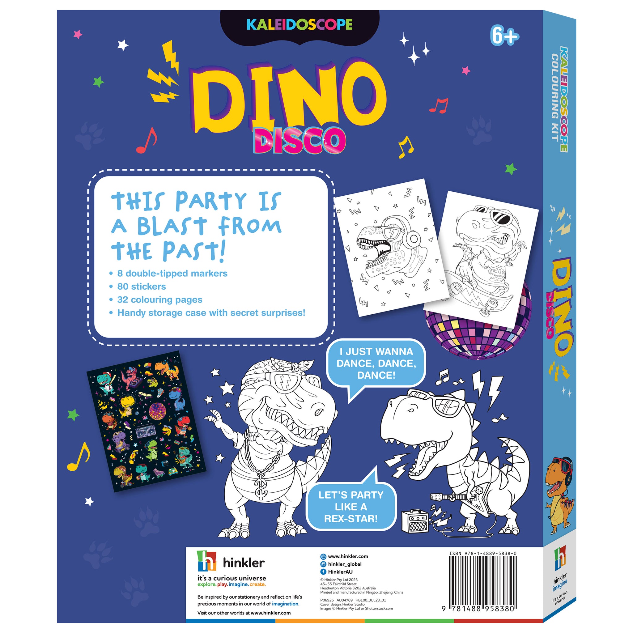 Hinkler Kaleidoscope Dino Disco Colouring Kit