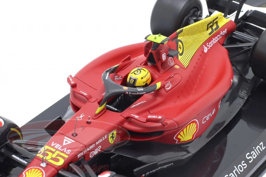 Bburago 1: 24 Ferrari F1's with Helmet - F1 - 75 Monza Yellow Livery (2022) Die-Cast Model Car