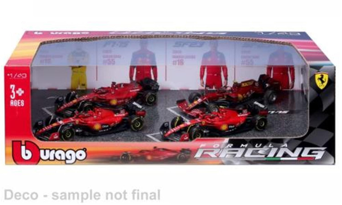 Bburago 1: 43 Ferrari Formula (without helmet & plastic stand) - 4 - pk. Die-Cast Model Car