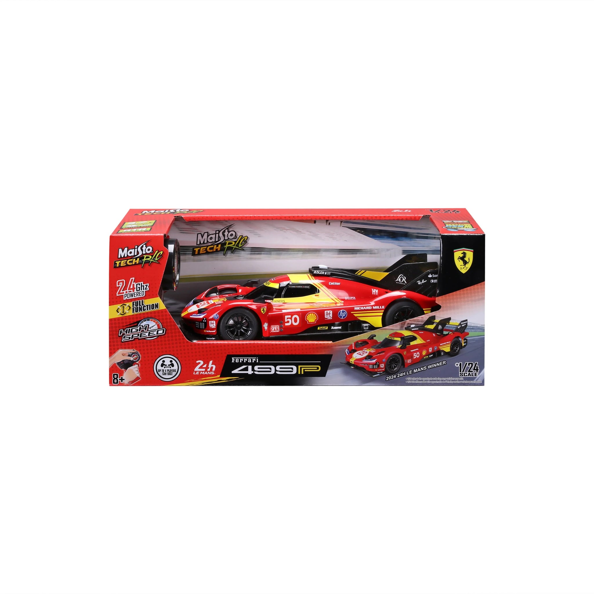 Maisto Tech 1:24 Scale Ferrari 499P Le Mans 2024 Winner Remote Control Car – #50 Edition