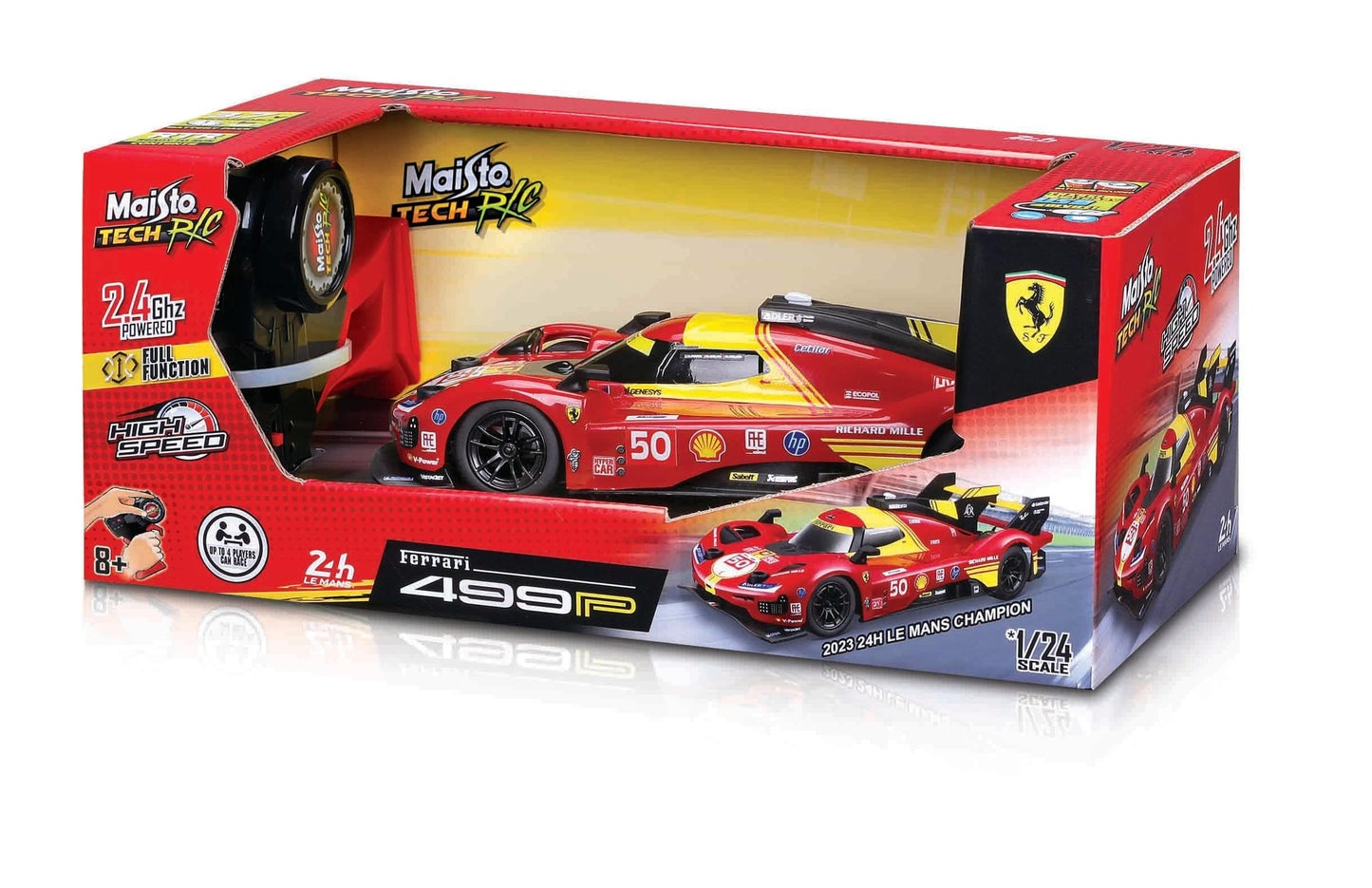 Maisto Tech 1:24 Scale Ferrari 499P Le Mans 2024 Winner Remote Control Car – #50 Edition