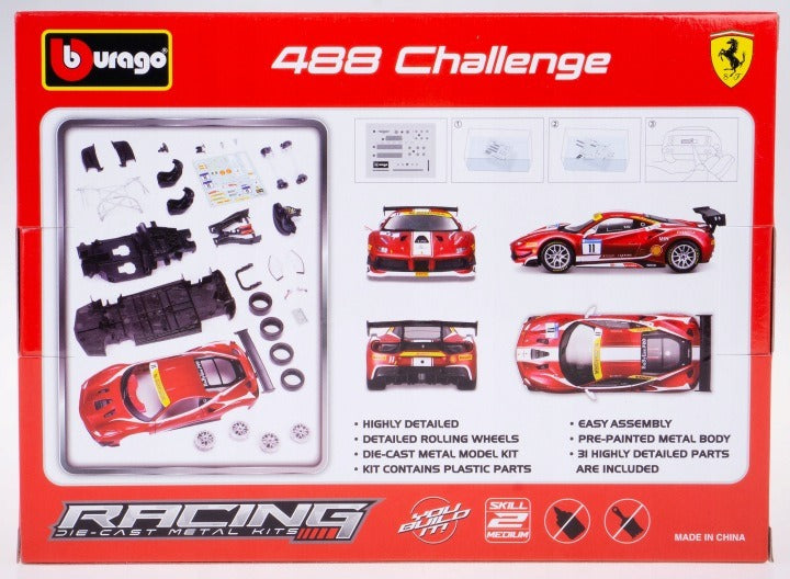 Bburago 1:24 Scale 2017 Ferrari 488 Challenge Model Kit – Formula Racing #11 Edition