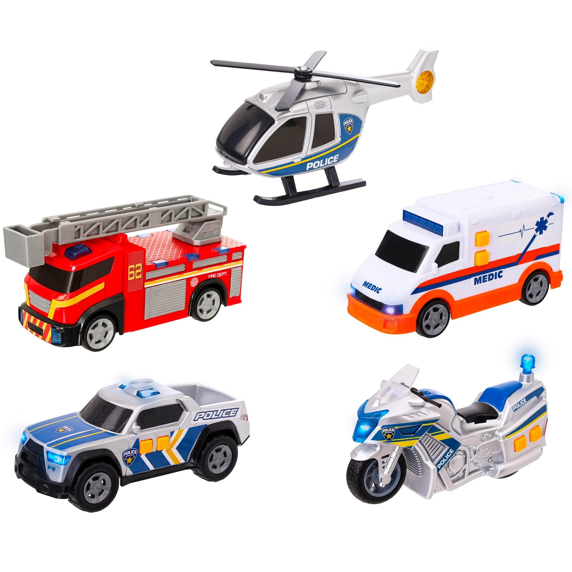 Teamsterz Emergency Team – 5 Piece Light & Sound Vehicle Set