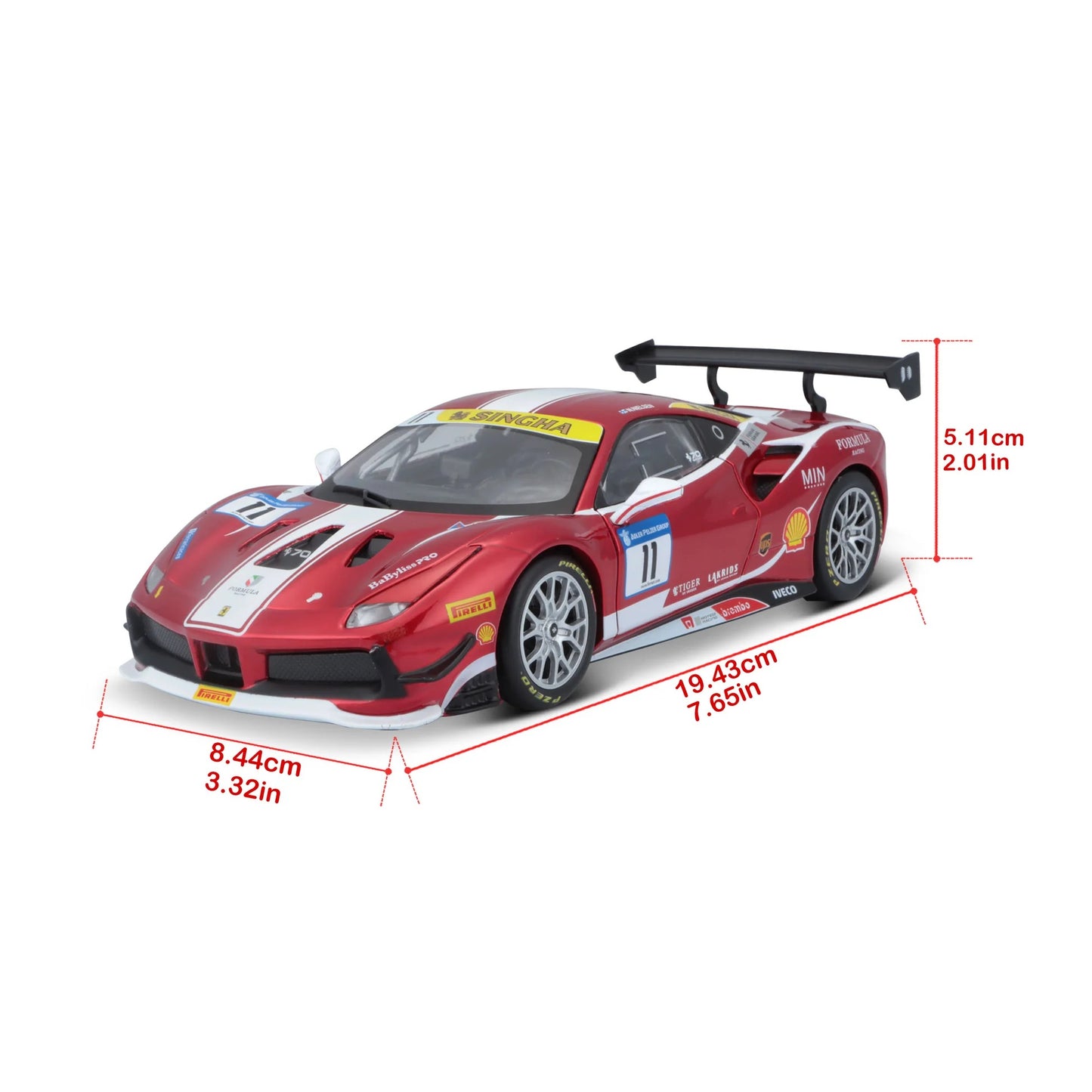 1:24 Ferrari 488 Challenge Diecast Model Kit - Formula Racing (18-26586)