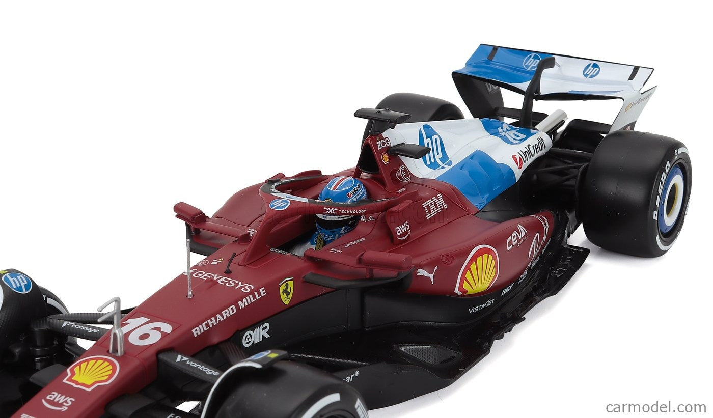 1:18 Ferrari SF-25 #16 Charles Leclerc Miami GP Die Cast Model (with helmet & plastic stand)