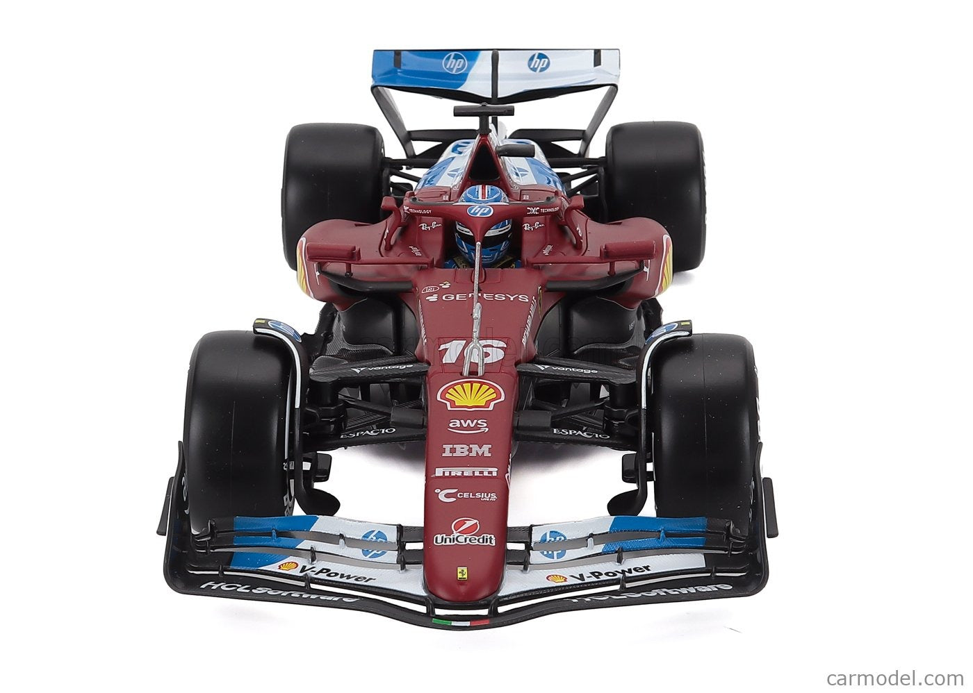 1:18 Ferrari SF-25 #16 Charles Leclerc Miami GP Die Cast Model (with helmet & plastic stand)