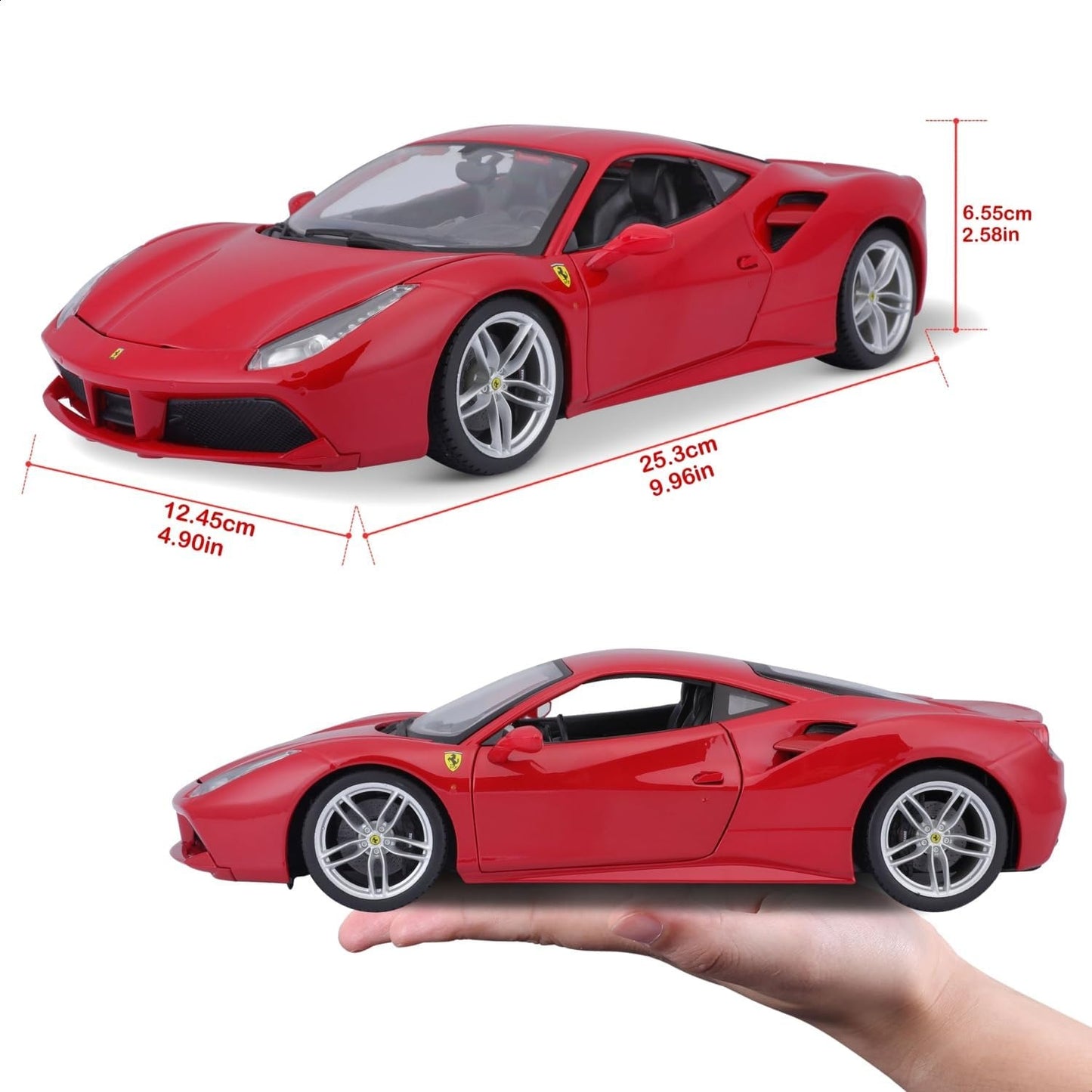 1:18 Ferrari 488 GTB Race & Play Diecast Model (18-16008)