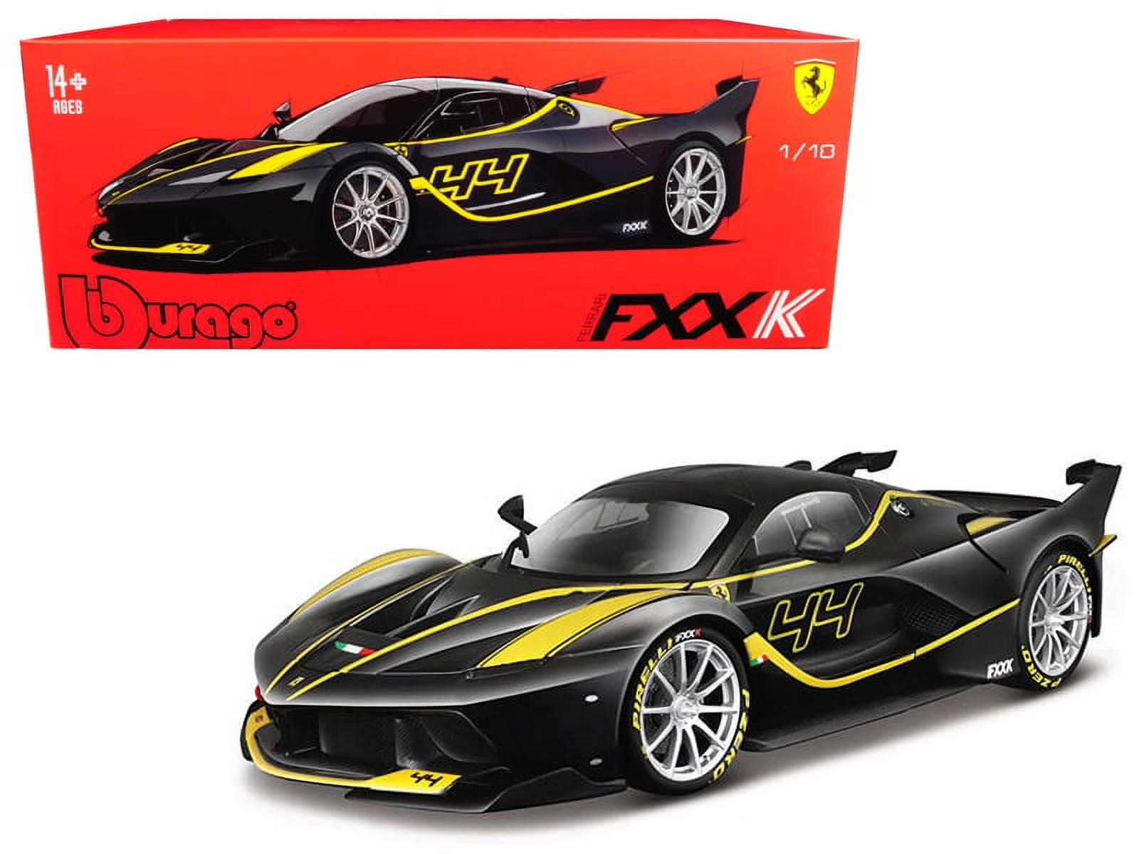Bburago 1:18 Ferrari FXX-K #44 Signature Series – Black & Yellow Diecast Model