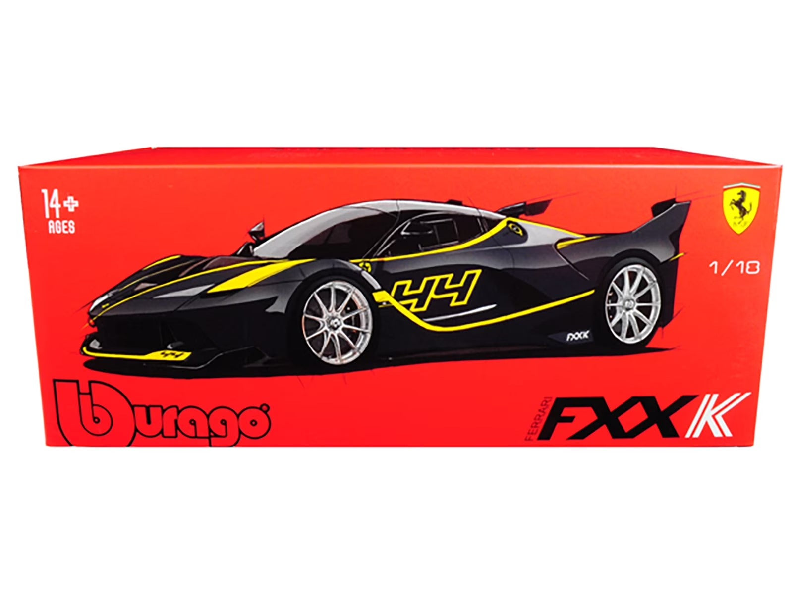 Bburago 1:18 Ferrari FXX-K #44 Signature Series – Black & Yellow Diecast Model