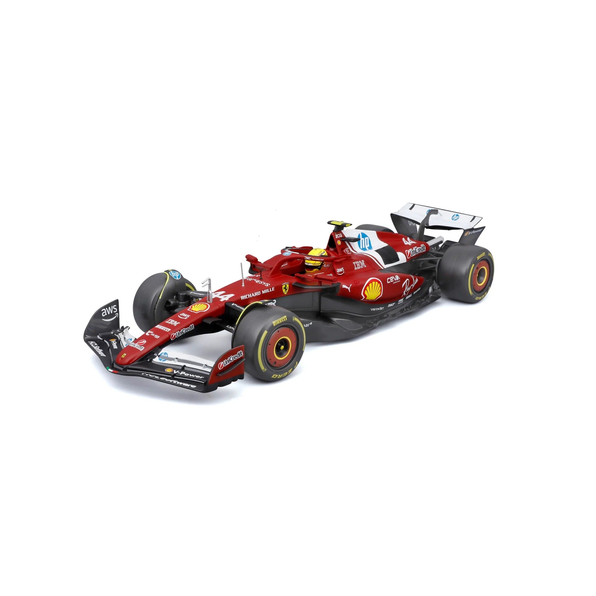 1:18 Ferrari SF-25 #44 Lewis Hamilton Die Cast Model (with helmet & plastic stand)