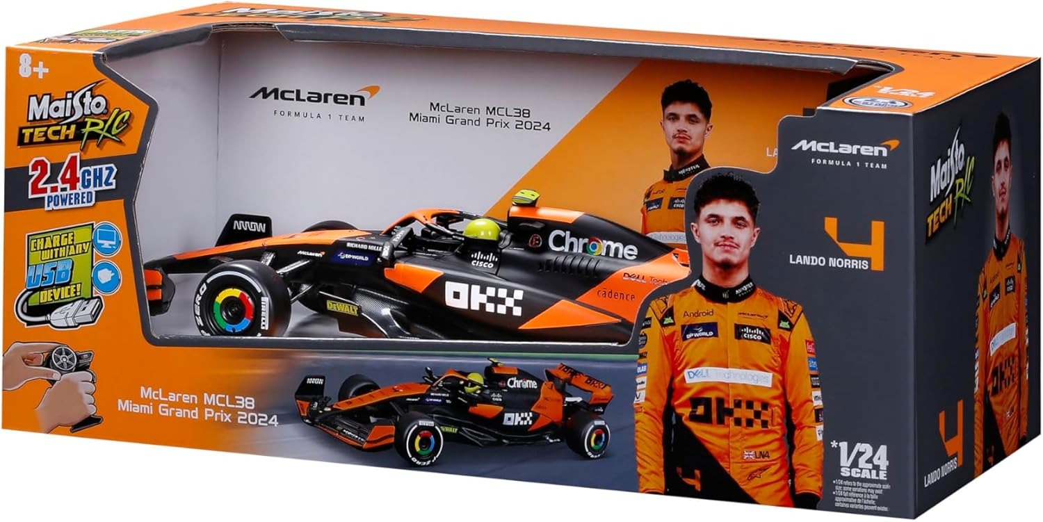 Maisto Tech R/C 1:10 McLaren MCL38 #4 Lando Norris – Official Formula 1 Remote Control Car