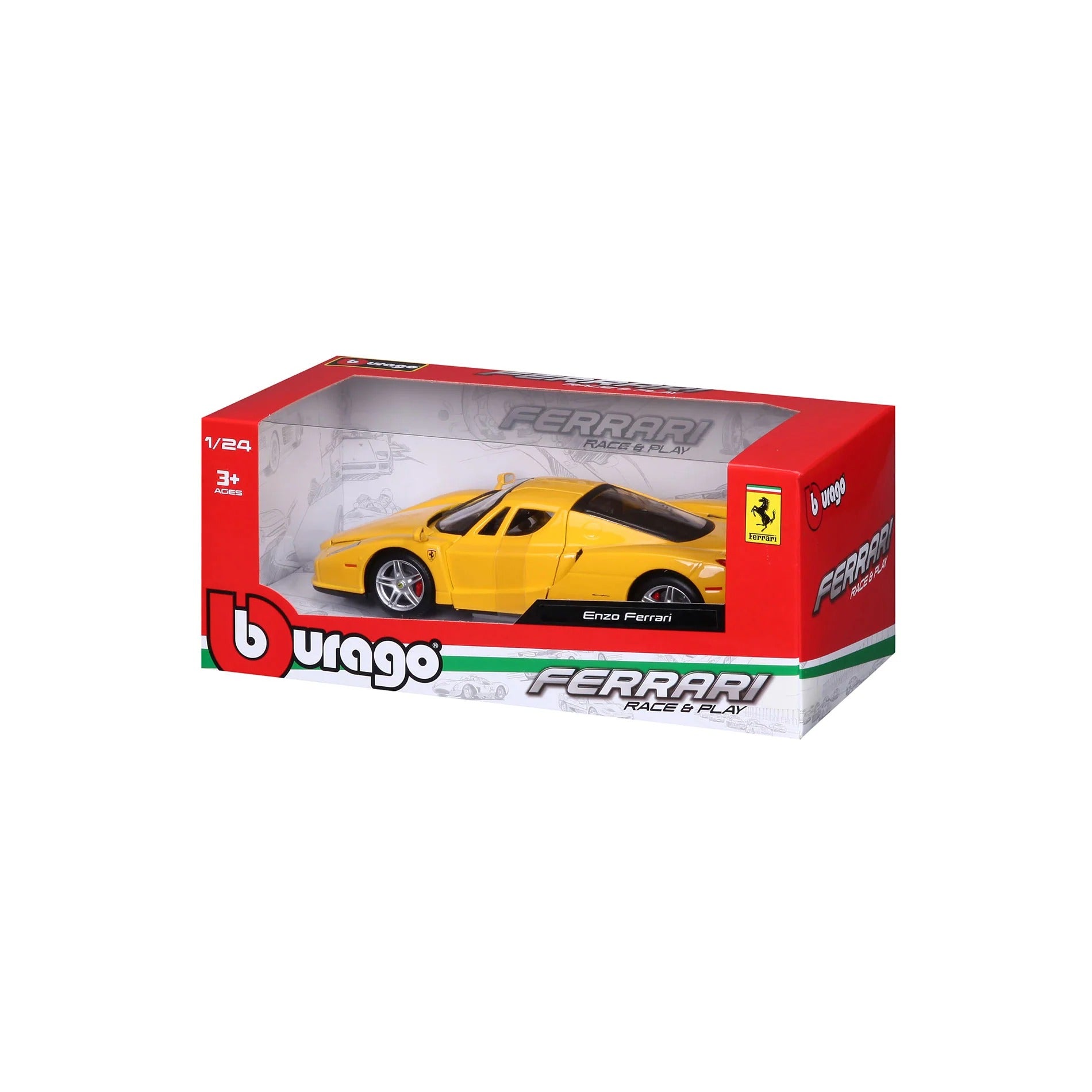 Bburago 1/24 Ferrari Enzo Yellow Race & Play Diecast Model (W/O Stand)