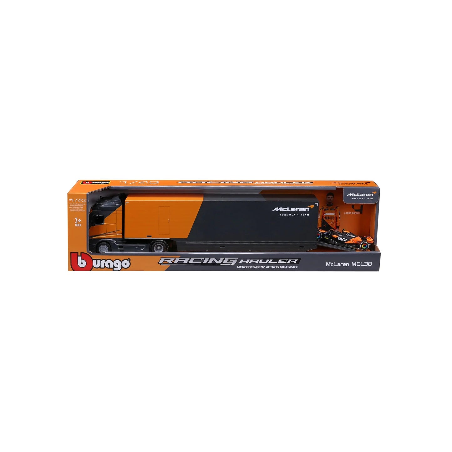 1:43 Mercedes-Benz Actros Formula 1 Race Car Transporter with McLaren MCL38 #4
