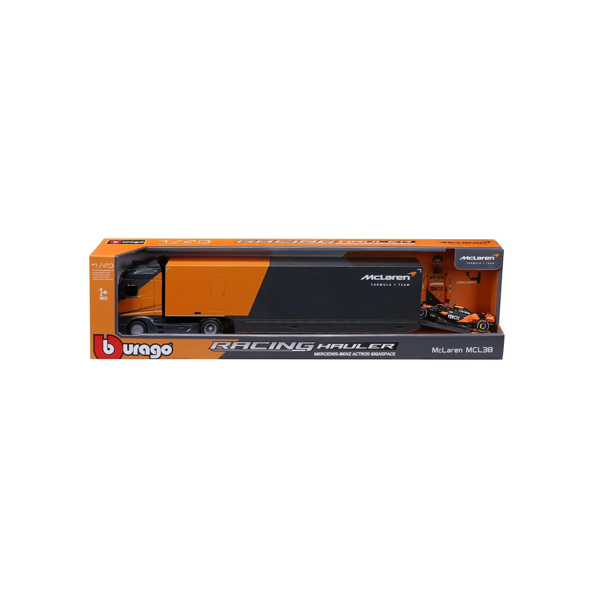 1:43 Mercedes-Benz Actros Formula 1 Race Car Transporter with McLaren MCL38 #4