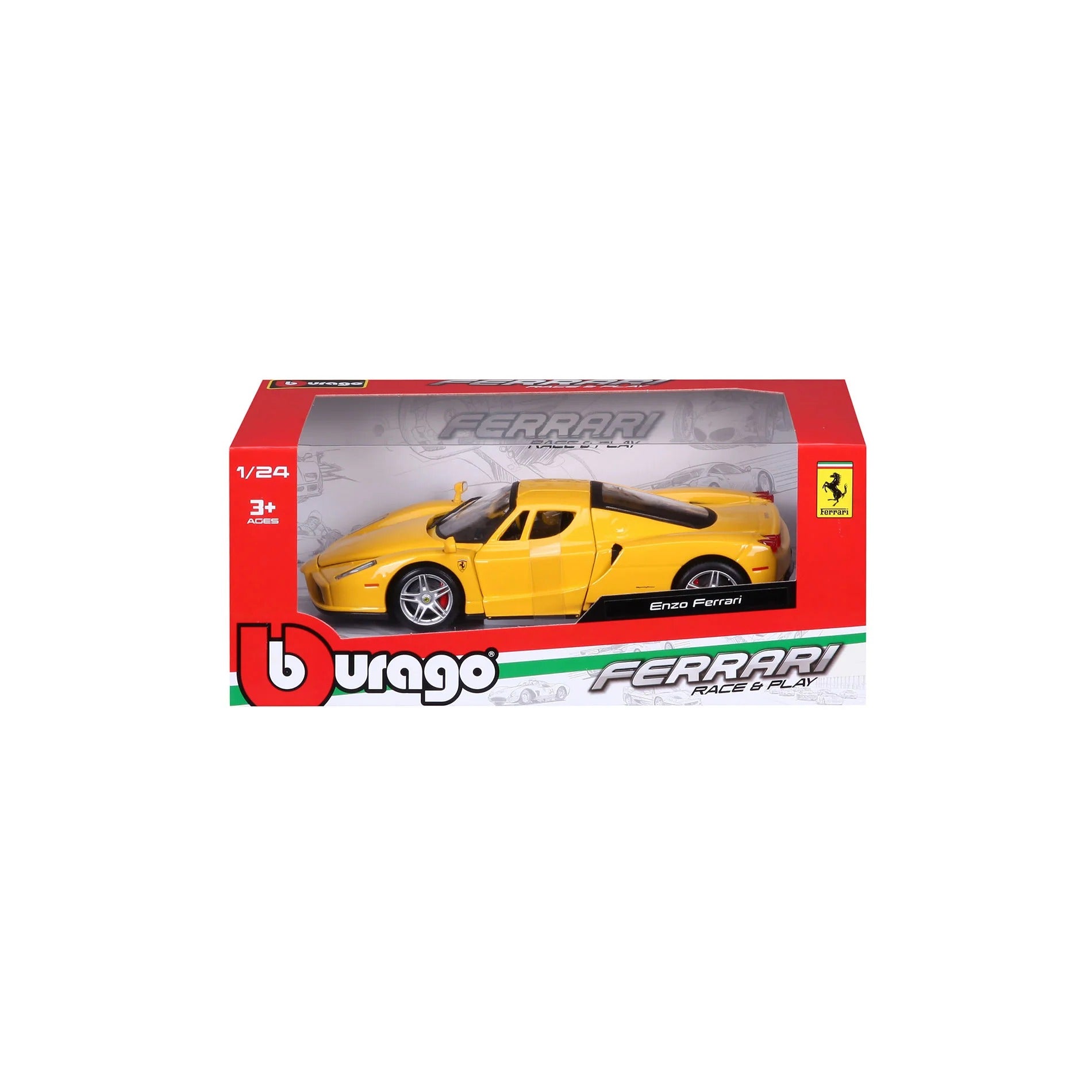 Bburago 1/24 Ferrari Enzo Yellow Race & Play Diecast Model (W/O Stand)