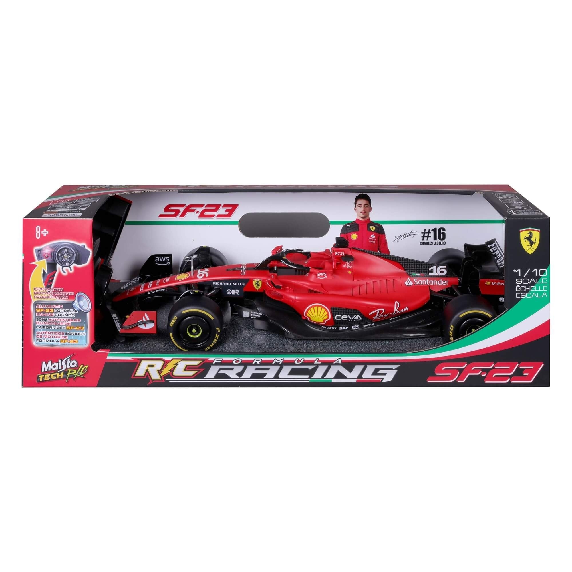 1:10 Maisto Tech Ferrari SF-23 #16 Charles Leclerc F1 RC Car (82771)
