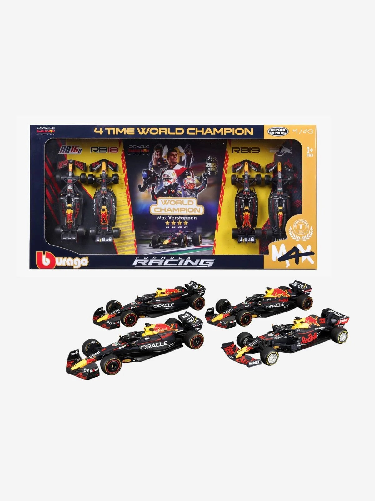 Bburago 1: 43 Formula (without helmet & plastic stand) - Red Bull Racing 4 - Pk. (DELUXE VERSION) - #1 Die-Cast Model Car