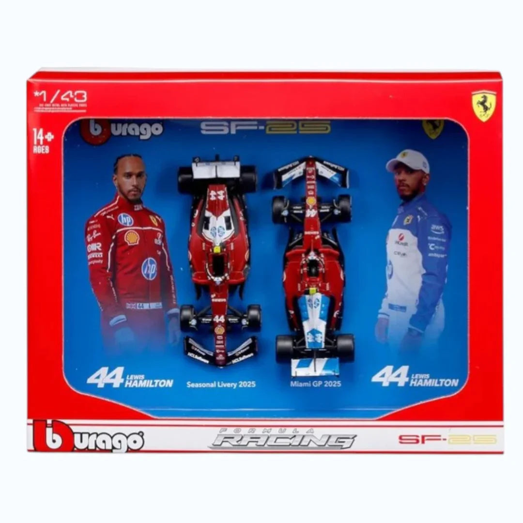 1:43 Ferrari SF-25 #44 Formula 1 2-Car Pack 2025 Diecast Model